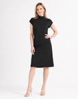 Lightweight Ponte - High Neck Cap Sleeve Midi Dress - Black - Final Sale!