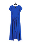 Soft Textured Rayon - Wrap Overlay Center Tie Midi Dress - Cobalt - Final Sale!