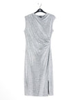 Shimmer Dots - Side Slit Midi Dress - Silver
