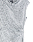 Shimmer Dots - Side Slit Midi Dress - Silver
