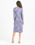 Foil Knit - Side Slit 3/4 Sleeve Midi Dress - Plum Cheetah - Final Sale!