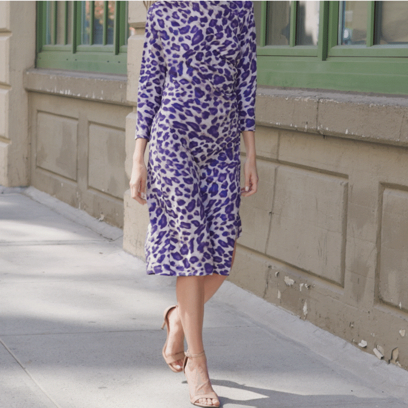 Womens Plum Cheetah Midi Dress Small Womens Plum Cheetah Midi Dress Small