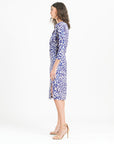 Foil Knit - Side Slit 3/4 Sleeve Midi Dress - Plum Cheetah - Final Sale!