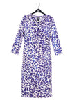 Foil Knit - Side Slit 3/4 Sleeve Midi Dress - Plum Cheetah - Final Sale!