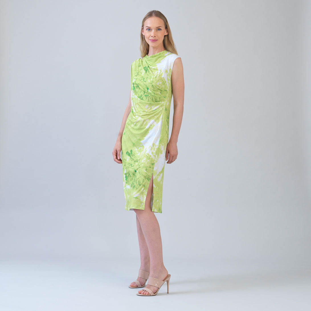 Signature Side Slit Midi Dress - Floral Citrus - Final Sale