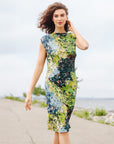 Side Slit Midi Dress - Floral Patch - Limited Sizes XL, 1X