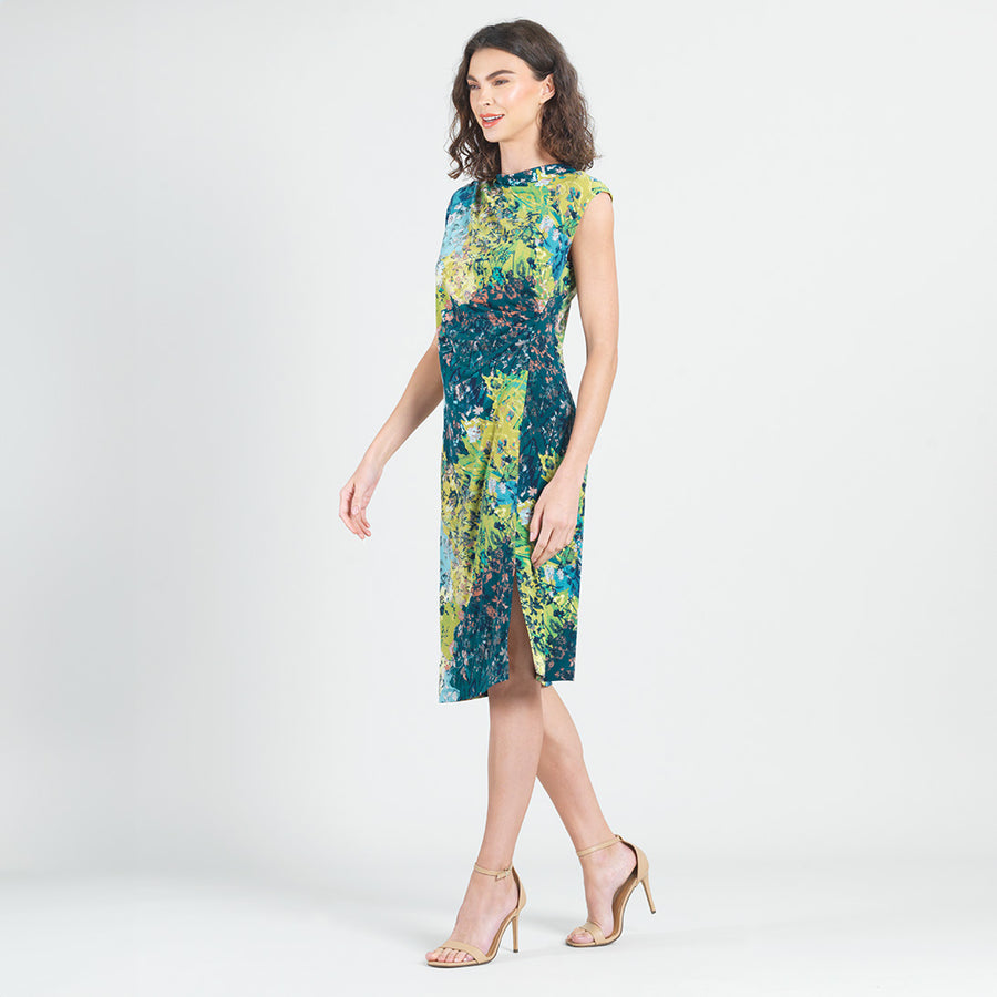Side Slit Midi Dress - Floral Patch - Limited Sizes LG, XL, 1X