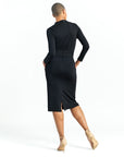 Lightweight Ponte - Tie Waist Pocket Midi Dress - Black - Final Sale!