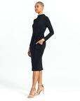 Lightweight Ponte - Tie Waist Pocket Midi Dress - Black - Final Sale!