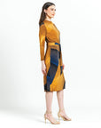 Tie Waist Pocket Midi Dress - Tan Watercolor - Final Sale!