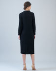 Chunky Ribbed - Tie Waist Pocket Midi Sweater Dress - Black - Final Sale!
