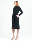 Chunky Ribbed - Tie Waist Pocket Midi Sweater Dress - Black - Final Sale!