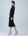 Chunky Ribbed - Tie Waist Pocket Midi Sweater Dress - Black - Final Sale!