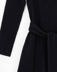 Chunky Ribbed - Tie Waist Pocket Midi Sweater Dress - Black - Final Sale!