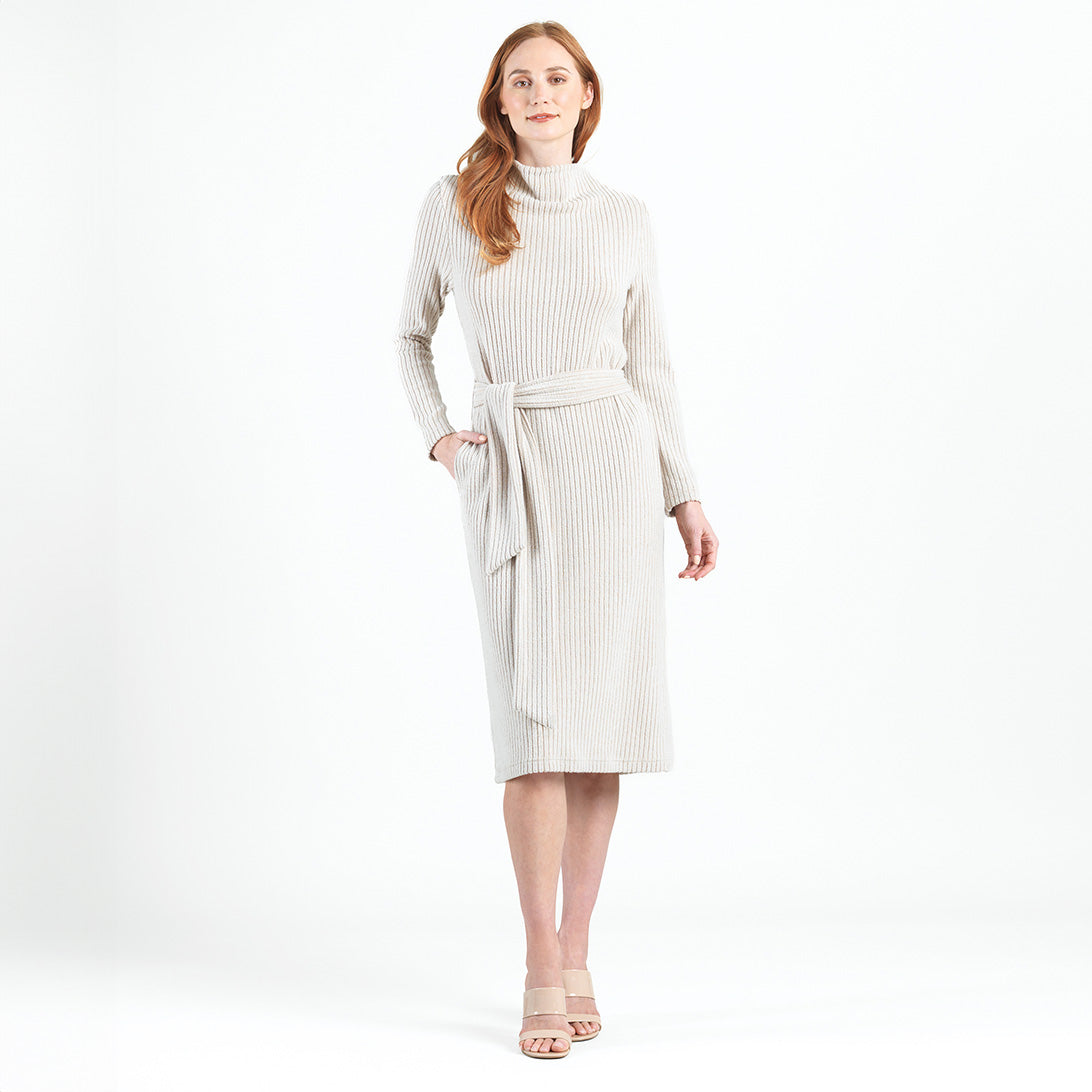 Womens Chunky Ribbed Tie Waist Midi Sweater Dress Sand Womens Chunky Ribbed Tie Waist Midi Sweater Dress Sand