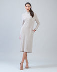Chunky Ribbed - Tie Waist Pocket Midi Sweater Dress - Sand - Final Sale!