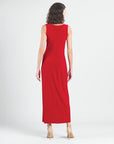 Center Slit Maxi Dress - Red