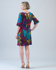 Tulip Cuff Back Tie Dress - Petal Burst