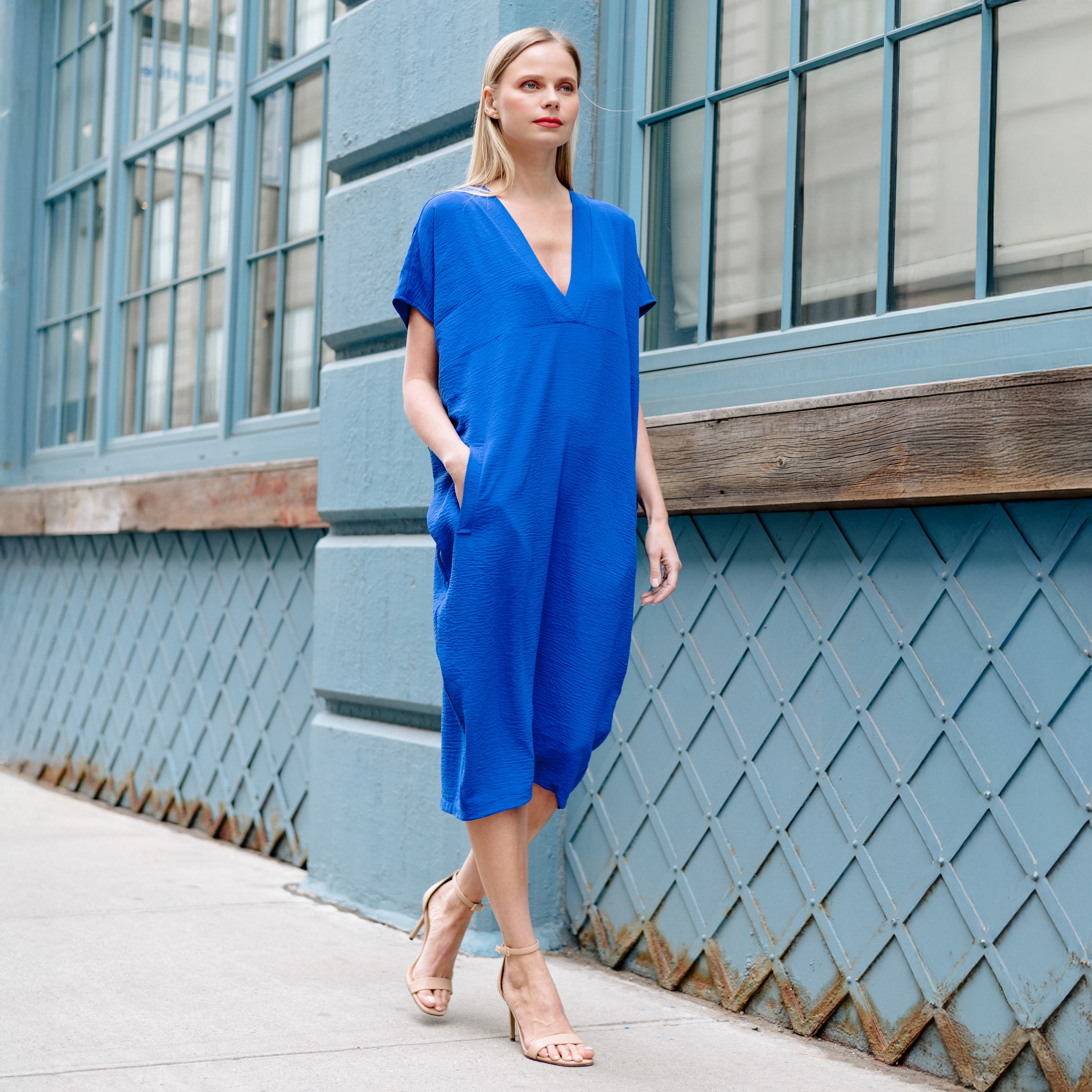 plage CO Caftanブラウス2 TUNISIA short sleeve caftan in lightweight gauze - kelly – 9seed