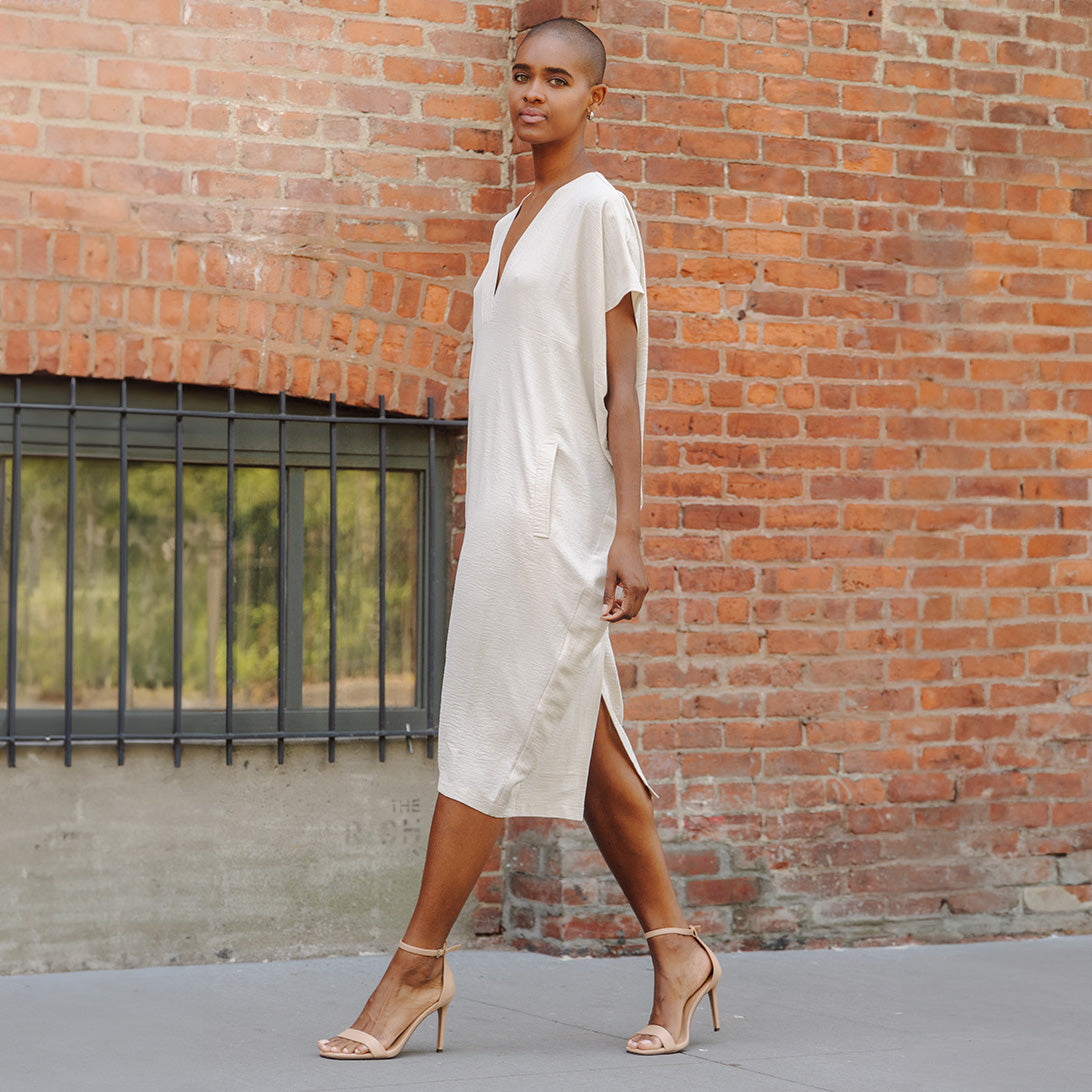 Womens Empire Waist Caftan Dress Ivory Rayon Extra Large Womens Empire Waist Caftan Dress Ivory Rayon Extra Large