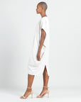 Soft Textured Rayon - Empire Waist Caftan Pocket Dress - Ivory