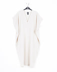 Soft Textured Rayon - Empire Waist Caftan Pocket Dress - Ivory