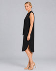 V-Neck Tie Midi Dress - Black