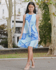Jewel Neck Swing Dress - Water Splash - Final Sale!