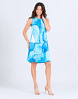 Jewel Neck Swing Dress - Water Splash - Final Sale!