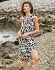 Crinkle Pleat Knit - Crossover Tulip Hem Dress - Aztec - Final Sale!