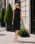Peach Knit - Mock Neck Midi Dress - Black - Final Sale!