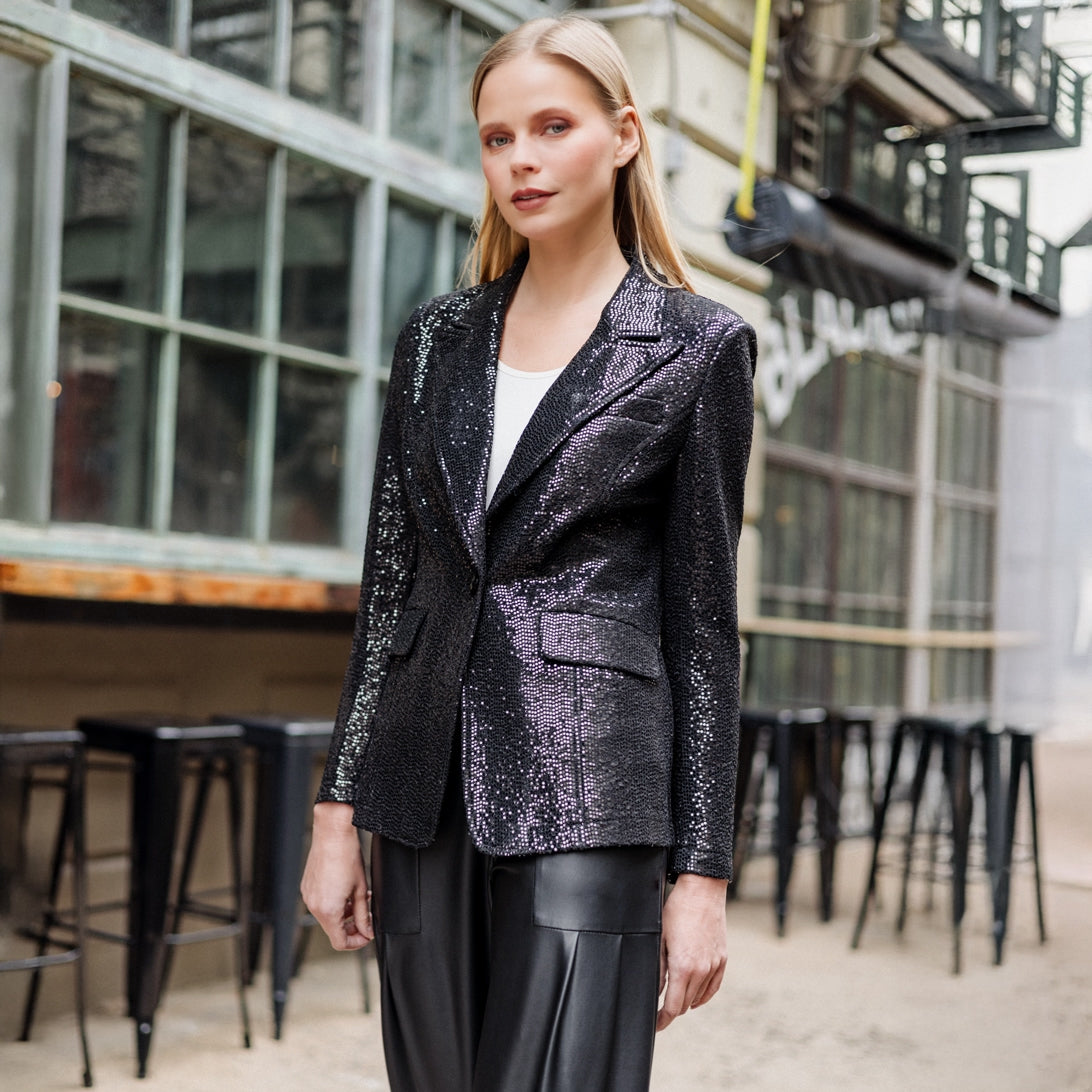 Sequin Knit - Signature Pocket Blazer - Black – Clara Sunwoo