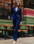 Velvet Shimmer - Loose Leg Pocket Pant - Navy