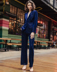 Velvet Shimmer - Signature Pocket Blazer - Navy