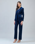 Velvet Shimmer - Signature Pocket Blazer - Navy