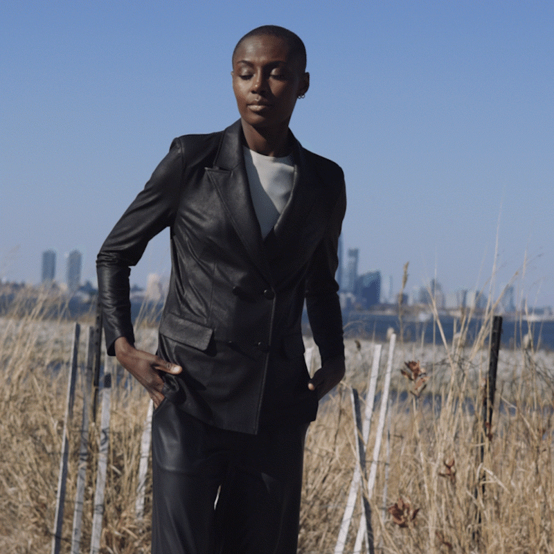 Liquid Leather™ Double Breasted Blazer Black – Clara Sunwoo