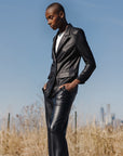 Liquid Leather™ Double Breasted Blazer - Black - Final Sale - Clara Sunwoo