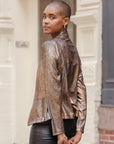 Metallic Liquid Leather™ Textured Signature Jacket - Copper