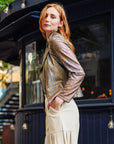 Metallic Liquid Leather™ Textured Signature Jacket - Copper