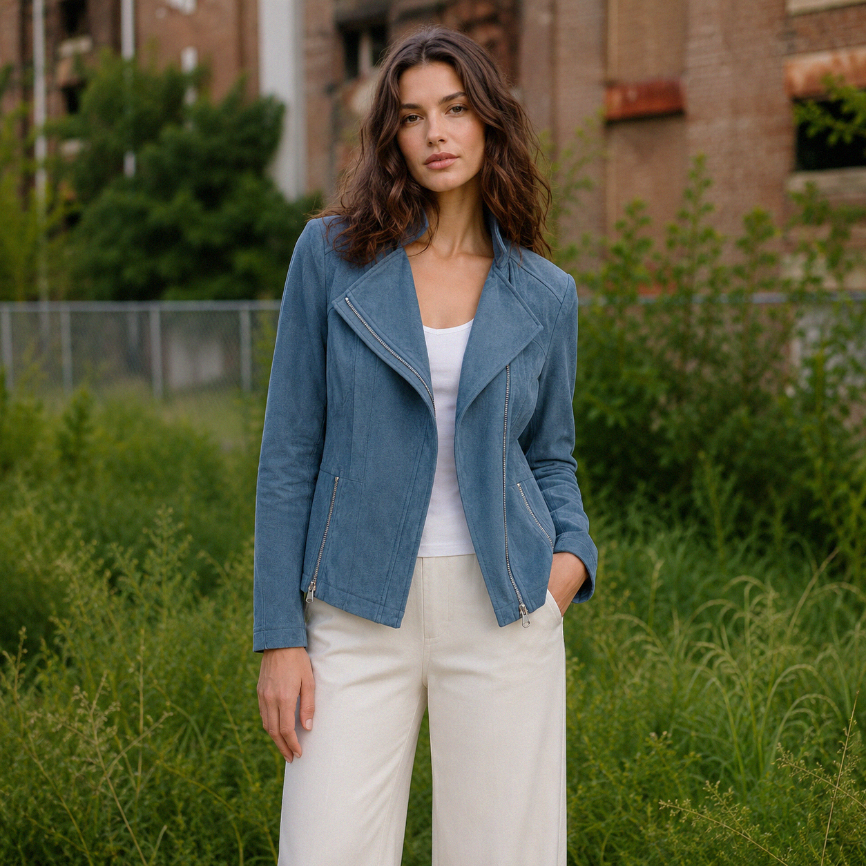 Soft Suede - Signature Jacket - Blue Moss – Clara Sunwoo