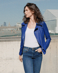 Liquid Leather™ Studded Jacket - Cobalt