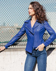 Liquid Leather™ Studded Jacket - Cobalt