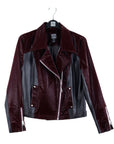 Vinyl + Liquid Leather™ Panel Zip Cuff Pocket Jacket - Mulberry - Final Sale - Clara Sunwoo
