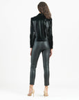 Vinyl + Liquid Leather™ Panel Zip Cuff Pocket Jacket - Black - Final Sale