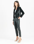 Vinyl + Liquid Leather™ Panel Zip Cuff Pocket Jacket - Black - Final Sale
