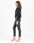 Vinyl + Liquid Leather™ Panel Zip Cuff Pocket Jacket - Black - Final Sale