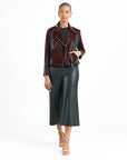 Vinyl + Liquid Leather™ Panel Zip Cuff Pocket Jacket - Mulberry - Final Sale - Clara Sunwoo