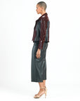 Vinyl + Liquid Leather™ Panel Zip Cuff Pocket Jacket - Mulberry - Final Sale - Clara Sunwoo