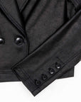 Liquid Leather™ Cropped Tuxedo Blazer - Black