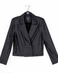 Liquid Leather™ Cropped Tuxedo Blazer - Black - Final Sale!